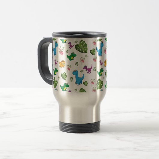 Funny Dinosaur vertrekt Travel Mug Reisbeker (Voorkant links)