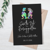 Funny Dinosaur Wedding Black and White Save The Date