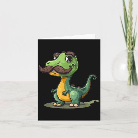 Funny Dinosaur With Mustache Beard For Adults And  Kaart (Voorkant)