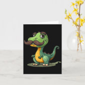 Funny Dinosaur With Mustache Beard For Adults And  Kaart (Gele Bloem)