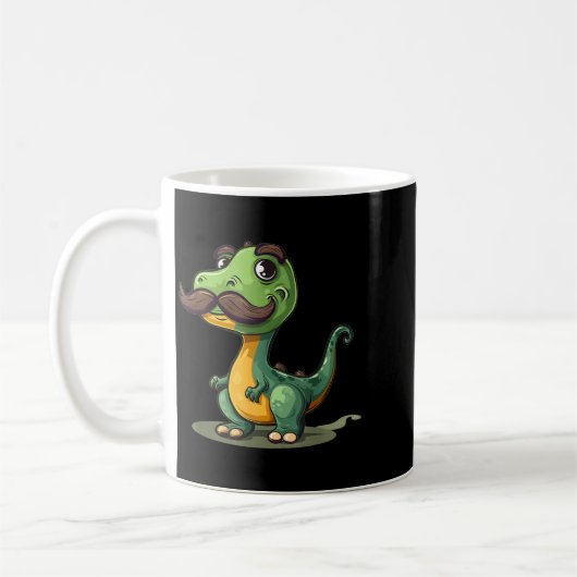 Funny Dinosaur With Mustache Beard For Adults And Koffiemok (Links)