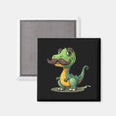 Funny Dinosaur With Mustache Beard For Adults And  Magneet (Voorkant / Achterkant)
