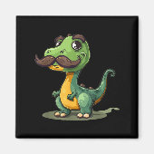 Funny Dinosaur With Mustache Beard For Adults And  Magneet (Voorkant)