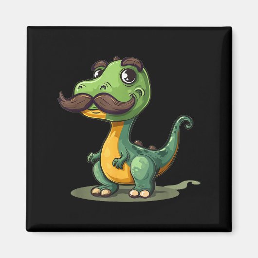 Funny Dinosaur With Mustache Beard For Adults And  Magneet (Voorkant)