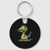 Funny Dinosaur With Mustache Beard For Adults And  Sleutelhanger (Voorkant)