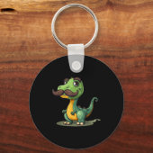 Funny Dinosaur With Mustache Beard For Adults And  Sleutelhanger (Voorkant)