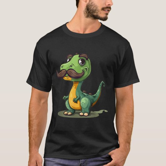 Funny Dinosaur With Mustache Beard For Adults And  T-shirt (Voorkant)