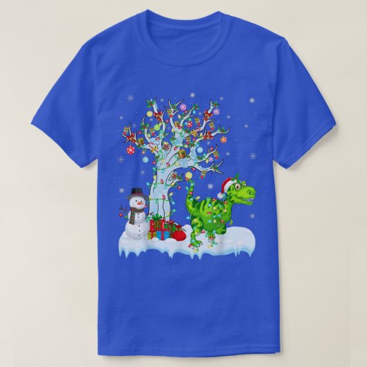 Funny Dinosaur Xmas Tree Lighting Santa Dinosaur C T-shirt (Design voorkant)