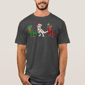 Funny Dinosaur Xmas Tree Lights Red Pset T Rex Ch T-shirt
