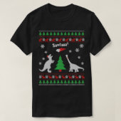 Funny Dinosaurs en Santa Ugly met Kerstmis T-shirt (Design voorkant)