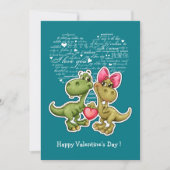 Funny Dinosaurs Valentijnsdag Flat Cards Feestdagenkaart (Voorkant)