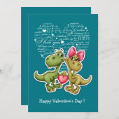 Funny Dinosaurs Valentijnsdag Flat Cards Feestdagenkaart (Voorkant / Achterkant)