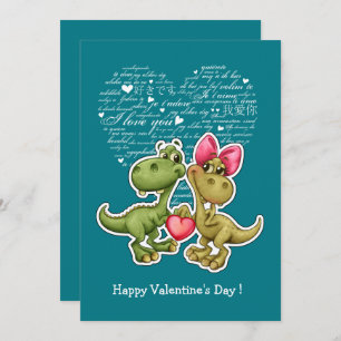Funny Dinosaurs Valentijnsdag Flat Cards Feestdagenkaart