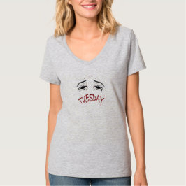 Funny dinsdag humeur grafische V-hals T-shirt voor