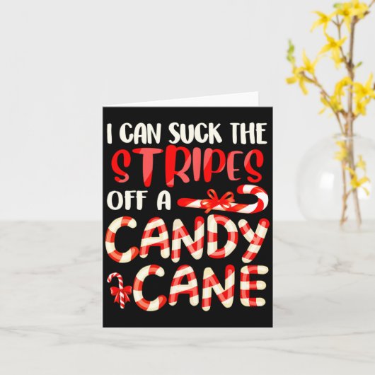 Funny Dirty Candy Cane Christmas Hilarious Santa H Kaart (Gele Bloem)