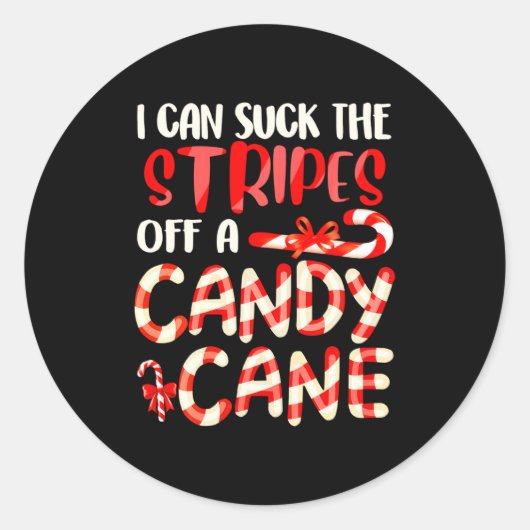Funny Dirty Candy Cane Christmas Hilarious Santa H Ronde Sticker (Voorkant)