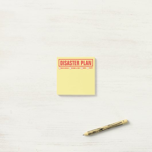 Funny "Disaster Plan" 3"x3" Post-it® Notes (Op bureau)