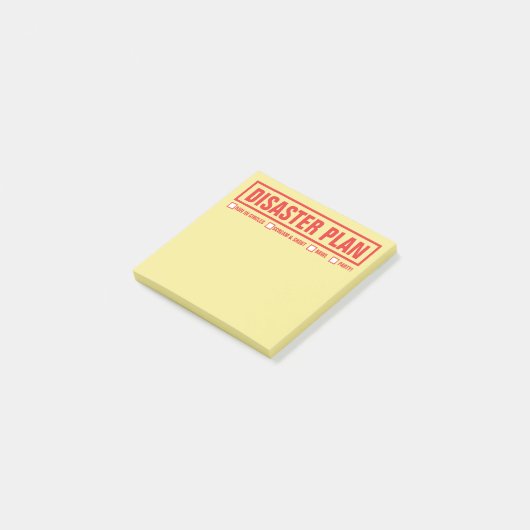 Funny "Disaster Plan" 3"x3" Post-it® Notes (Schuin)