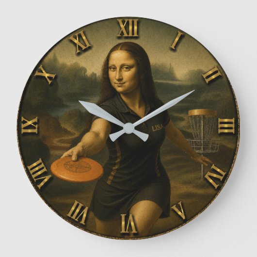 Funny Disc Golf Mona Lisa Disc Golfer Gift Grote Klok (Voorkant)