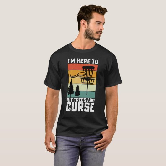 Funny Disc Golf Shirt Hit Trees and Curse Retro (Voorkant volledig)
