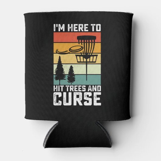 Funny Disc Golf Shirt Hit Trees and Curse Retro Blikjeskoeler (Voorkant)