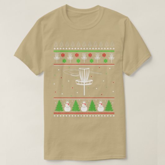 Funny Disc Golf Ugly KerstSweater Pajama voor T-shirt (Design voorkant)