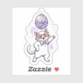 Funny Disco Easter Cat Dancing Under Egg Ball Sticker (Vel)