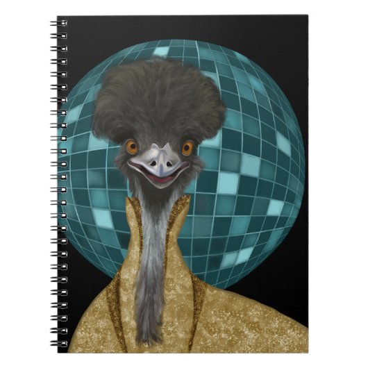 Funny Disco Emu Bird Notitieboek (Voorkant)