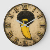 Funny Disco Retro Afro Banana Grote Klok (Voorkant)