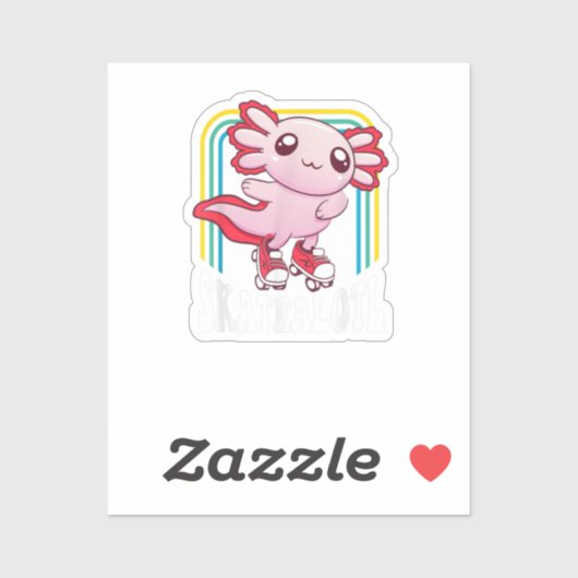 Funny Disco Roller Skate Axolotl Cute Salamander Sticker (Vel)