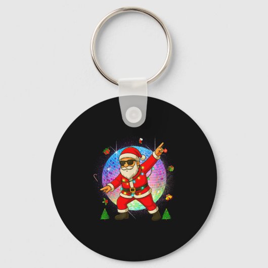 Funny Disco Santa Xmas Lights Girls Boys Kids Chri Sleutelhanger (Voorkant)