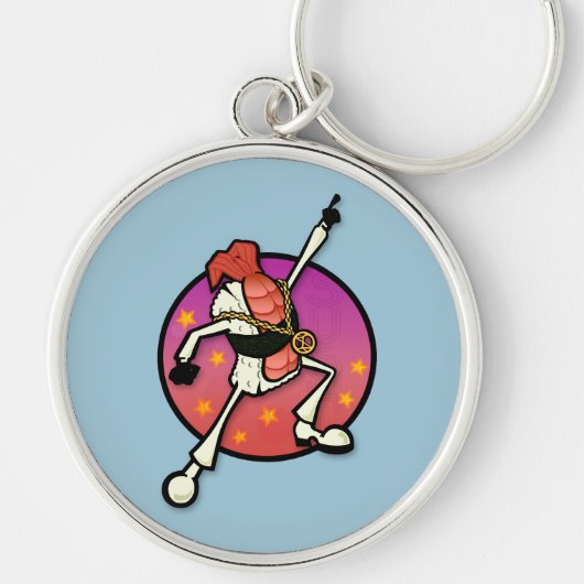FUNNY DISCO SUSHI PREMIUM ROND SLEUTELHANGER (Voorkant)