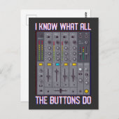 Funny Disco Techno DJ Button Mixer Briefkaart (Voorkant / Achterkant)