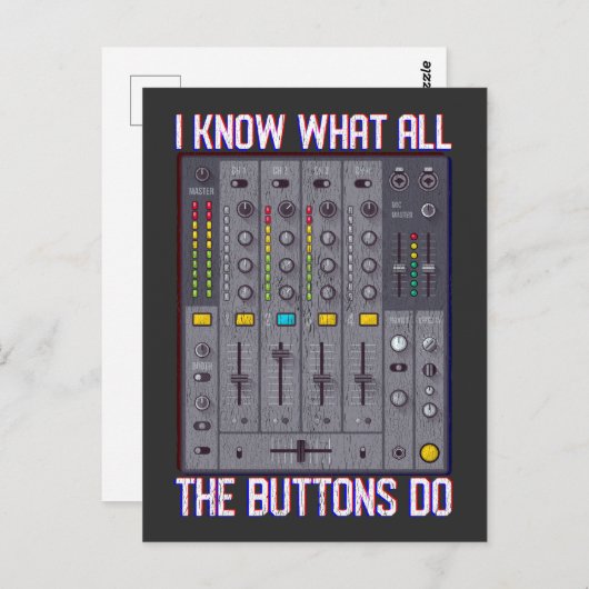 Funny Disco Techno DJ Button Mixer Briefkaart (Voorkant / Achterkant)