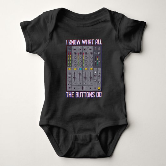 Funny Disco Techno DJ Button Mixer Romper (Voorkant)