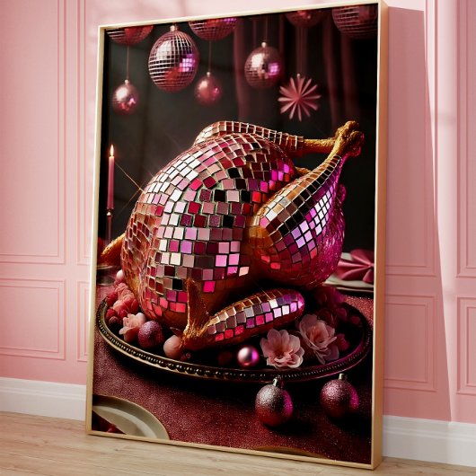 Funny Disco Turkey Wall Art Poster