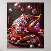 Funny Disco Turkey Wall Art Poster (Voorkant)