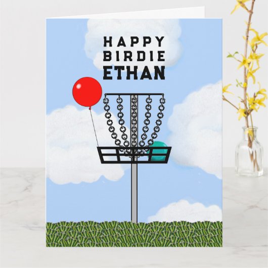 Funny Disk Golf Birthday Kaart (Gele Bloem)