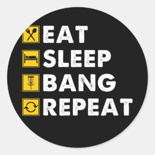 Funny Disk Golf Eat Sleep Bang Herhalen Ronde Sticker
