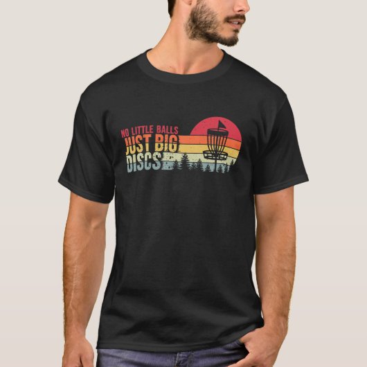 Funny Disk Golf, Retro Sunset No Little Balls T-shirt (Voorkant)