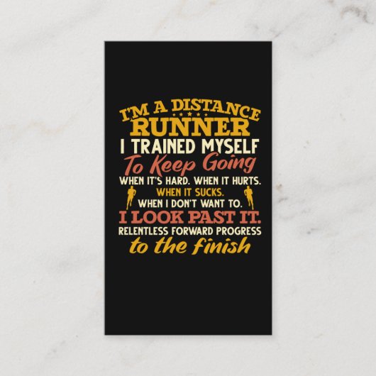 Funny Distance Runner Quote Athlete Visitekaartje (Voorkant)