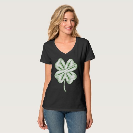 Funny Distressed Four Leaf Clover St Patrick's Day T-shirt (Voorkant volledig)