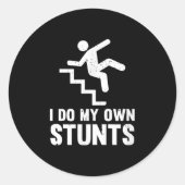 Funny Distressed I Do My Own Stunts Ronde Sticker (Voorkant)