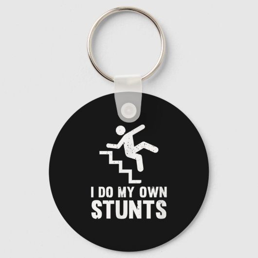 Funny Distressed I Do My Own Stunts Sleutelhanger (Voorkant)