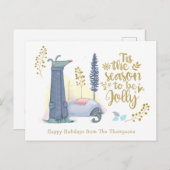 Funny Dit is het seizoen om jolly Schattige Dog Ca Feestdagenkaart (Voorkant / Achterkant)