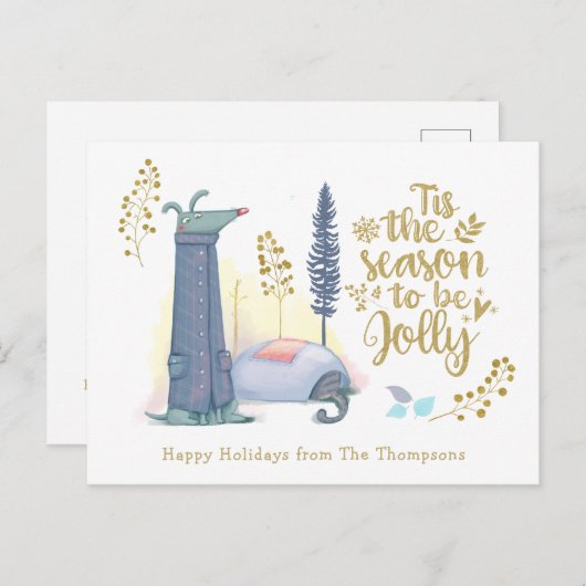 Funny Dit is het seizoen om jolly Schattige Dog Ca Feestdagenkaart (Voorkant / Achterkant)