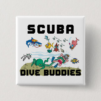 Funny Dive Buddy SCUBA Dive Buddy Vierkante Button 5,1 Cm