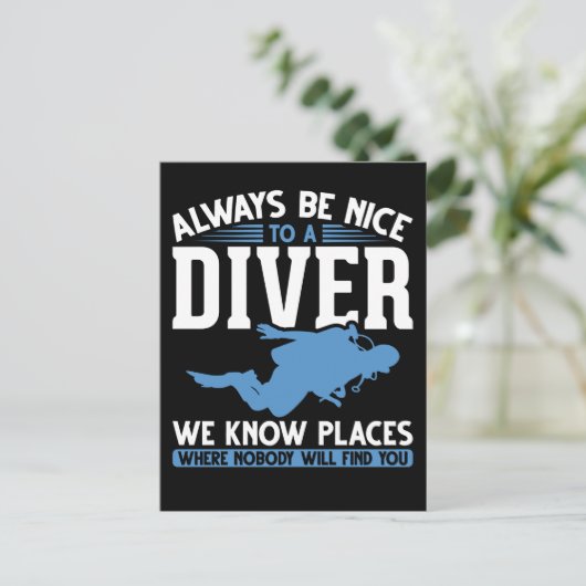 Funny Diver Scuba Diving Briefkaart (Staand voorkant)