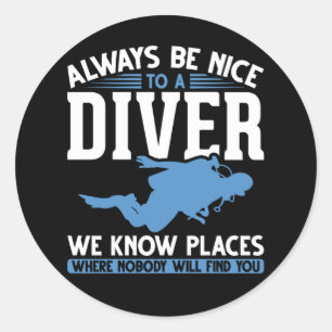 Funny Diver Scuba Diving Ronde Sticker