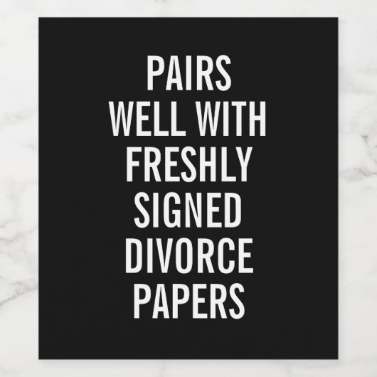 Funny Divorce Papers Black Wine Label Wijn Etiket (Enkel label)